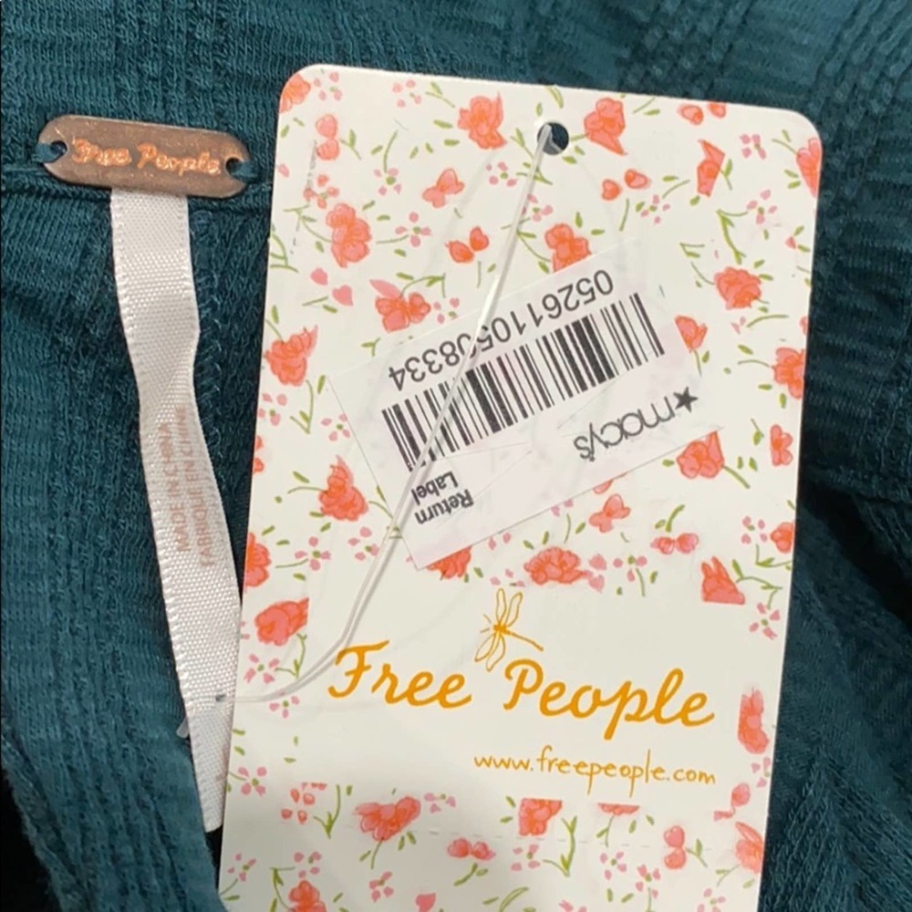 Free People Top Slim Dream Green Mock Neck Top L - Picture 6 of 7